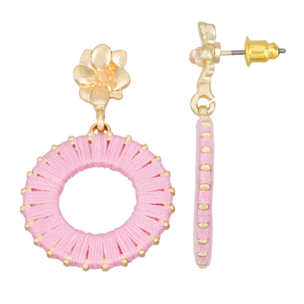 Ella Shea gold tone round flower drop earrings